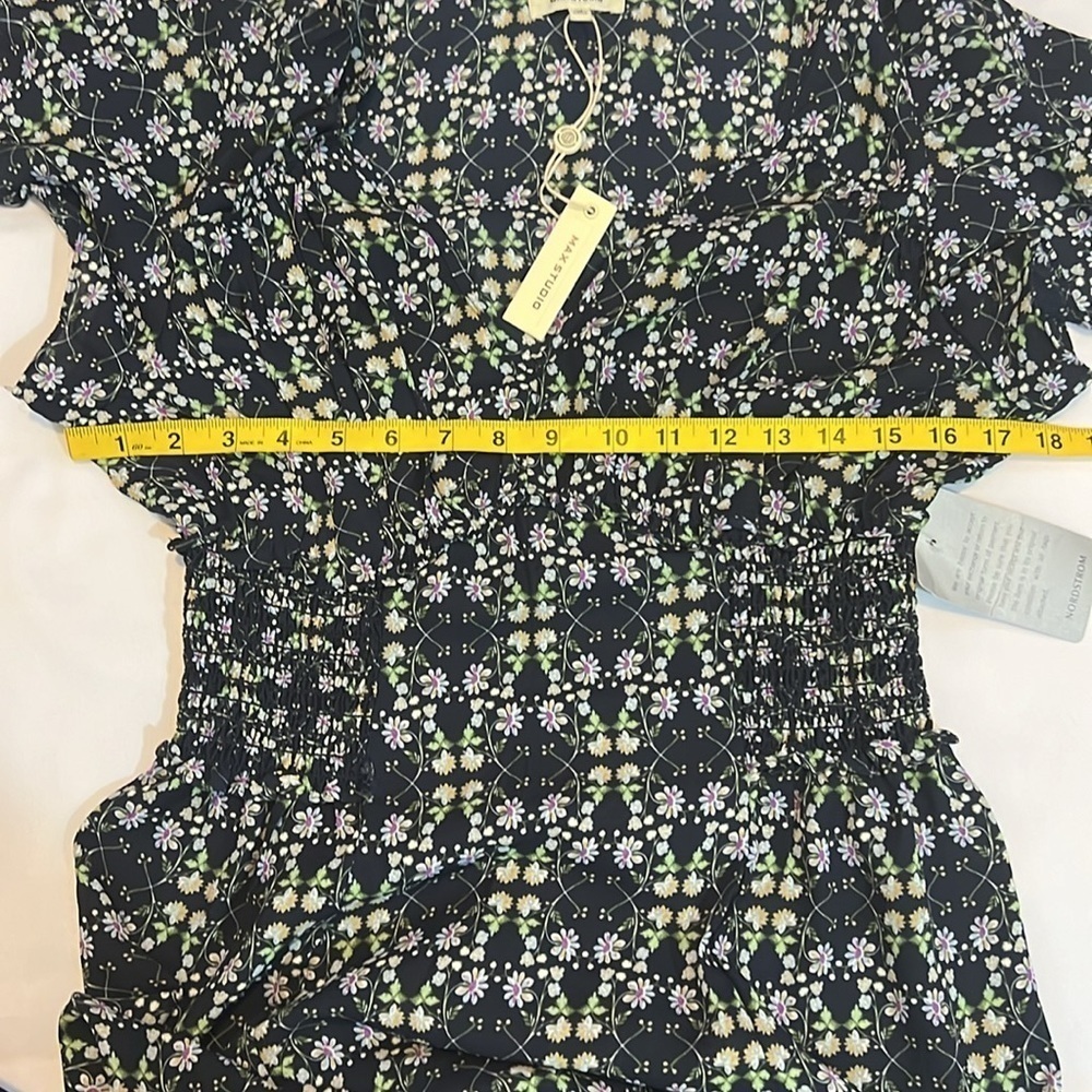 Max Studio Floral Flutter Sleeve Ruffle Midi Dress Size Medium - Picture 9 of 11